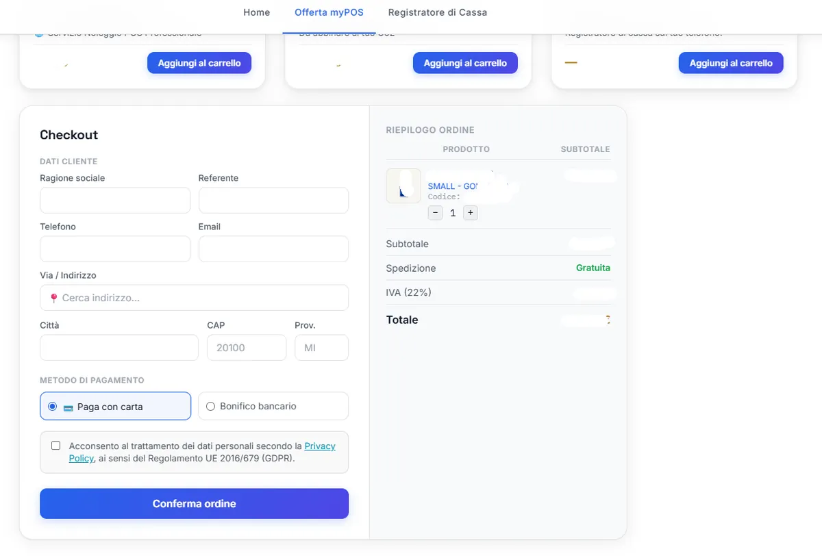 eCommerce SpazioPos screenshot